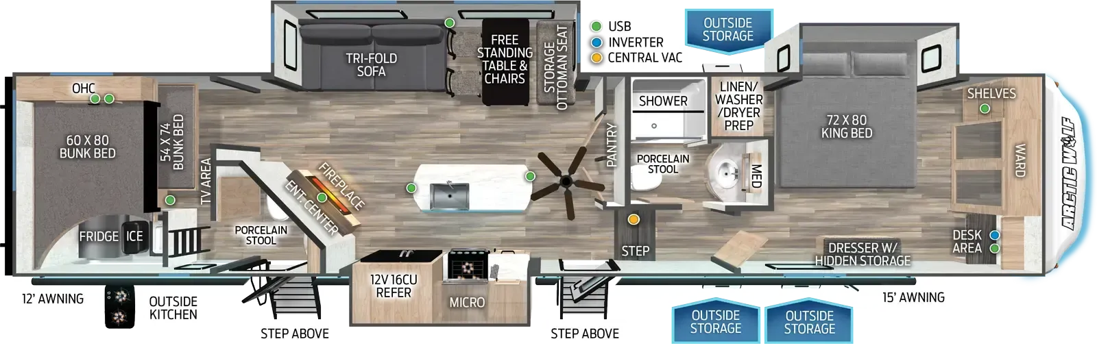 Forest River Cherokee Arctic Wolf 3770 SUITE floor plan