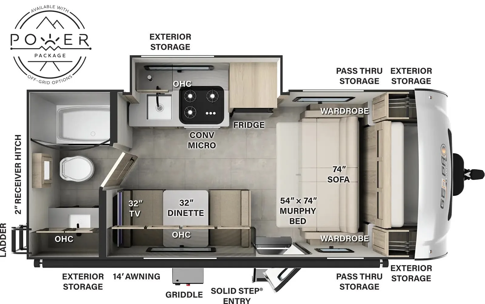 Forest River Rockwood Geo Pro G19FDS floor plan