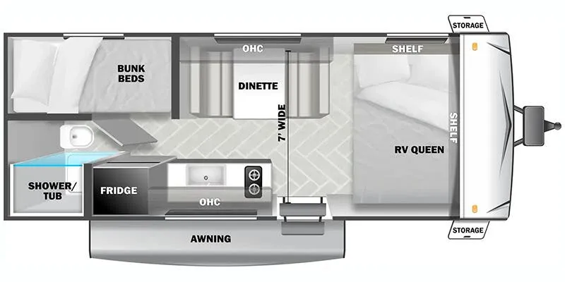Forest River Wildwood X-Lite Camping Edition Southwest 171BHCE floor plan