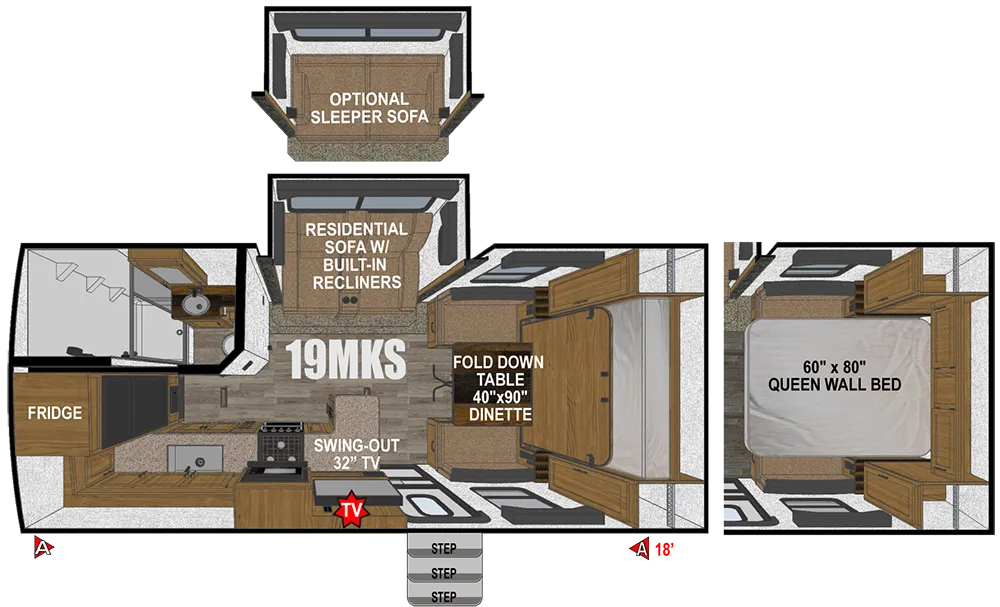 2026 Outdoors Rv CREEK SIDE 19MKS T floor plan