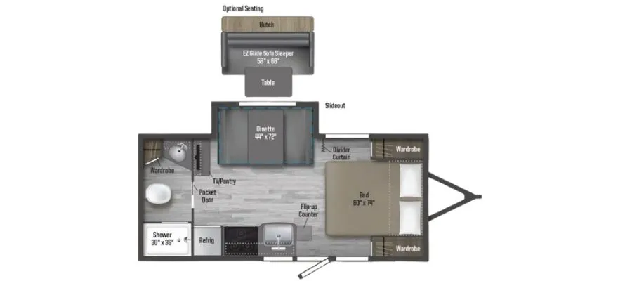 2026 Winnebago Micro Minnie 2108FBS - Floor plan