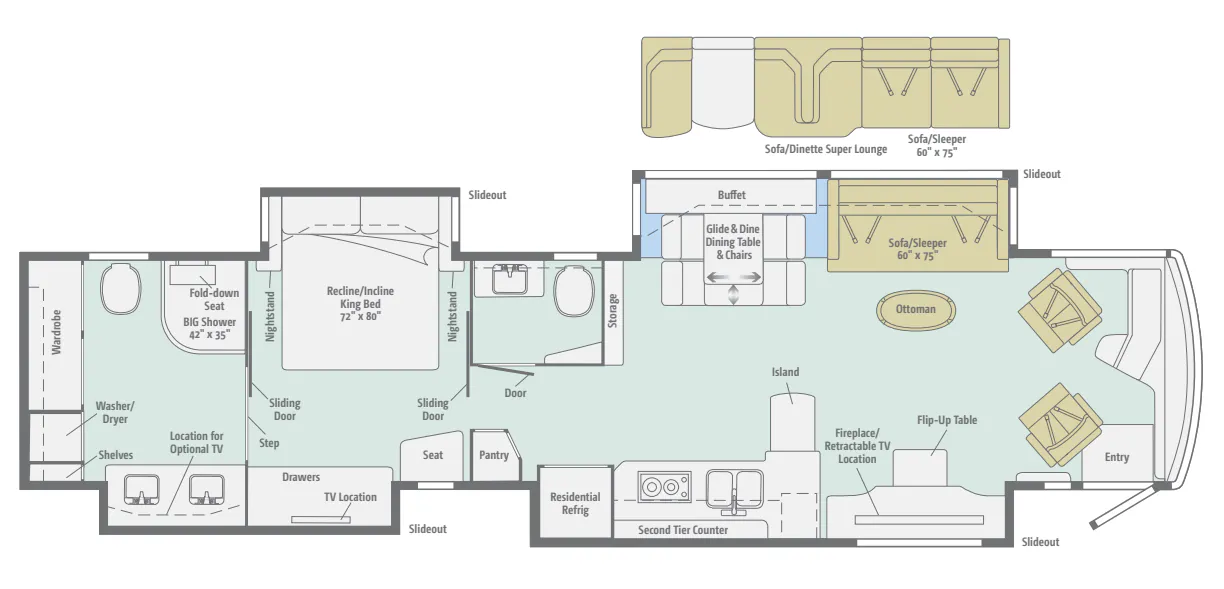 Winnebago Grand Tour 45RL floor plan