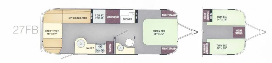 2017 Airstream Flying Cloud 27FB - Floor plan