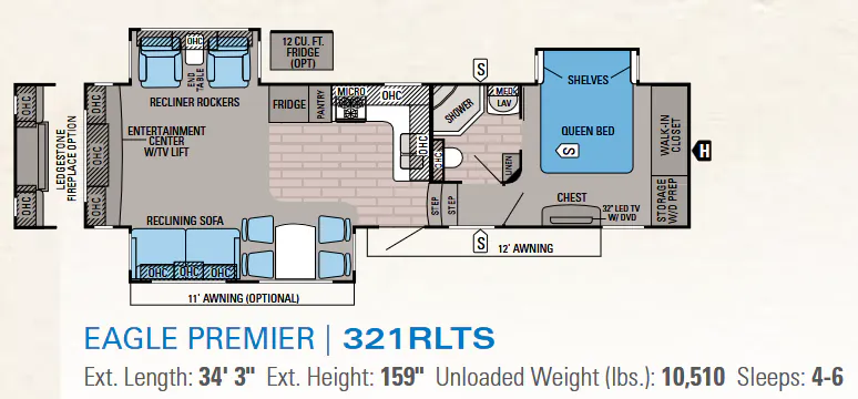 Jayco Eagle Premier 321RLTS floor plan