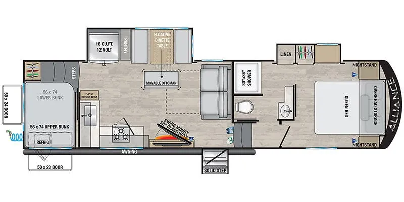 2023 Alliance RV Avenue 31BHS - Floor plan