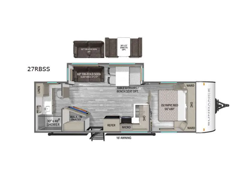 2026 Heartland Sundance Ultra-Lite 27RBSS - Floor plan