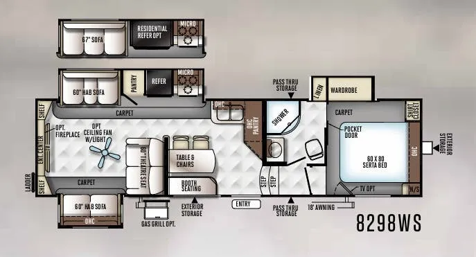 Forest River Rockwood Signature Ultra Lite 8298WS floor plan