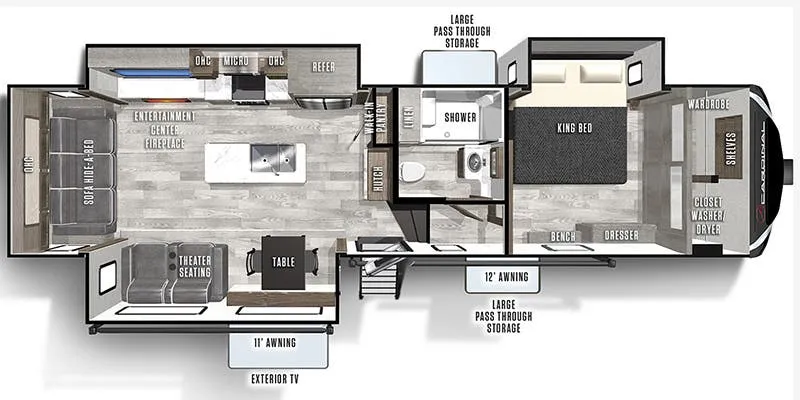 2022 Forest River Cardinal Luxury 320RLX - Floor plan