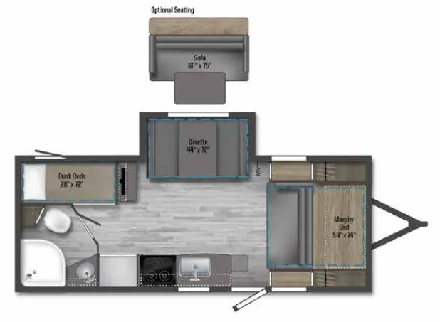 2022 Winnebago Micro Minnie FLX 2306BHS - Floor plan