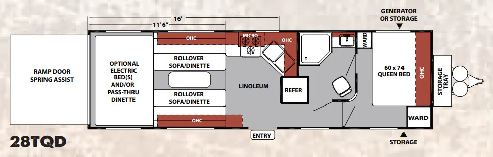 Forest River XLR Nitro 28TQD floor plan