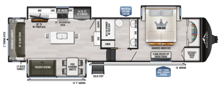 East to West Ahara 365RL floor plan