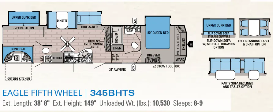 Jayco Eagle 345BHTS floor plan