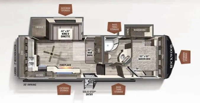 2021 Forest River Rockwood Ultra Lite 2622RK - Floor plan