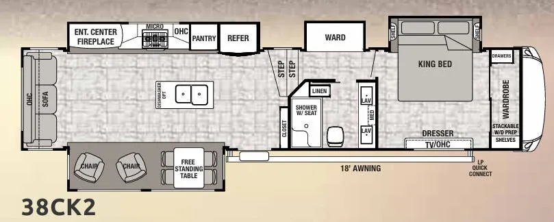 Forest River Cedar Creek Hathaway Edition 38CK2 floor plan