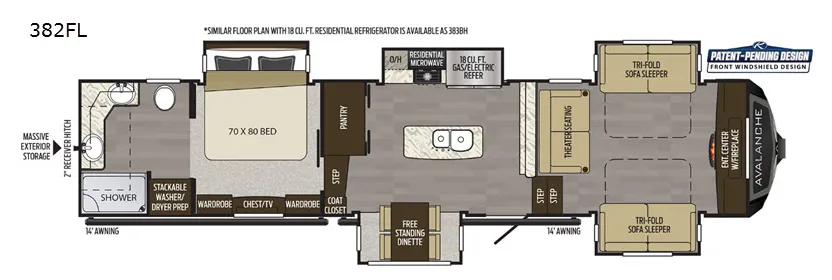 Keystone Alpine Avalanche Edition 382FL floor plan