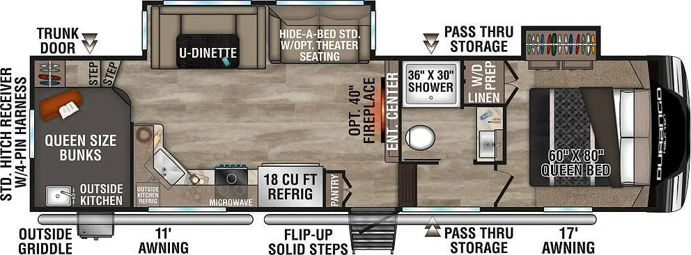 K-Z Durango Half-Ton D286BHD floor plan