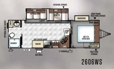 Forest River Rockwood Ultra Lite 2606WS floor plan