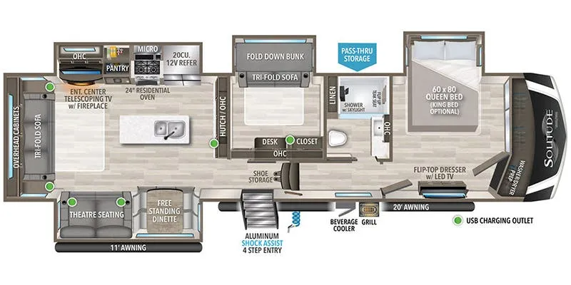 2024 Grand Design Solitude 378MBS - Floor plan