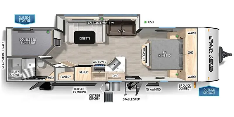 2025 Forest River Cherokee Grey Wolf 26DBH - Floor plan