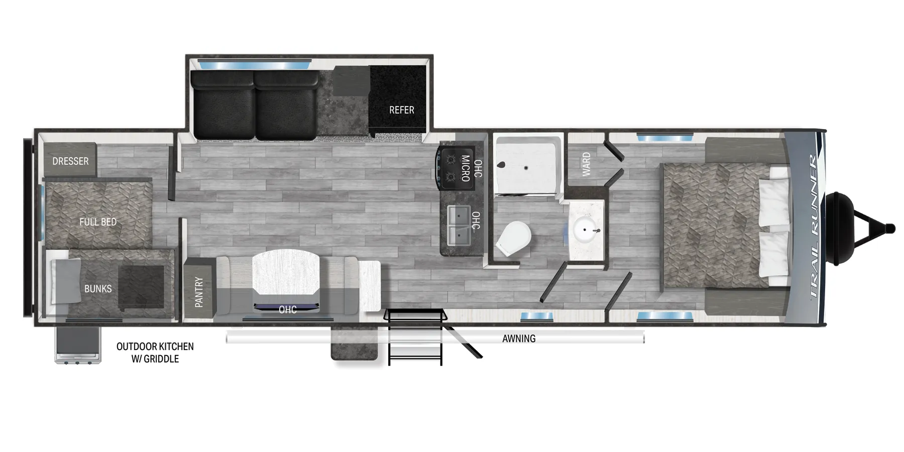 2024 Heartland Trail Runner 321BHQB - Floor plan