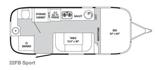 Airstream Sport 22FB floor plan