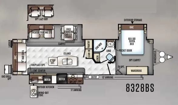 Forest River Rockwood Signature Ultra Lite 8328BS floor plan
