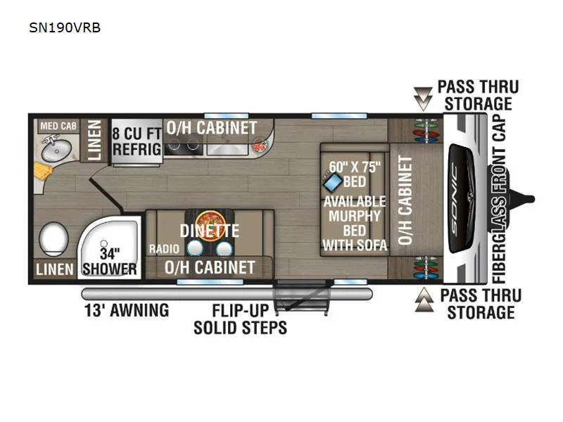 2026 Venture RV Sonic SN190VRB floor plan