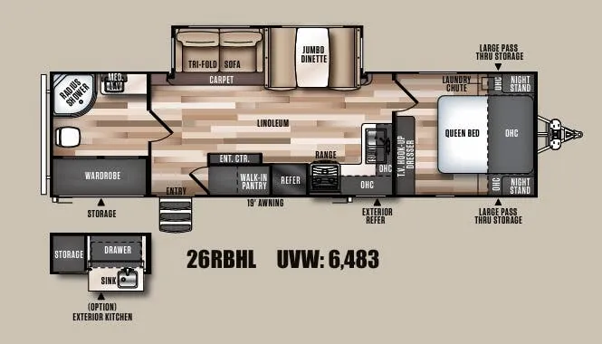 Forest River Wildwood Heritage Glen Hyper-Lyte 26RBHL floor plan