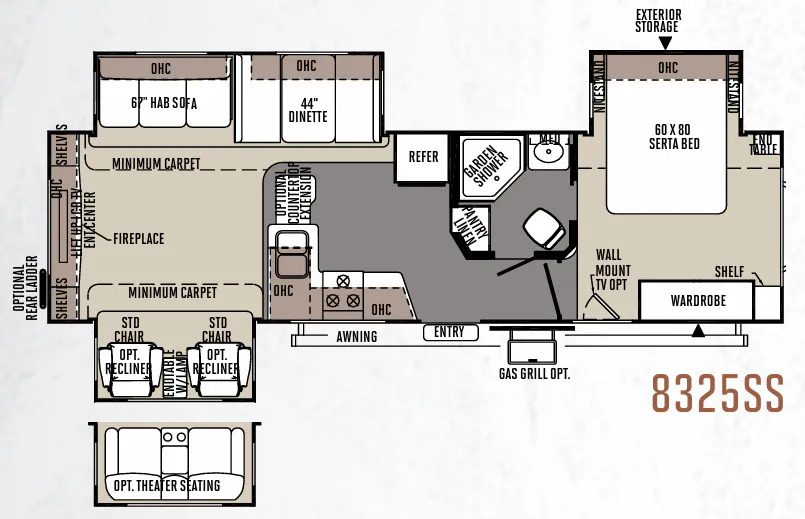 Forest River Rockwood Signature Ultra Lite 8325SS floor plan