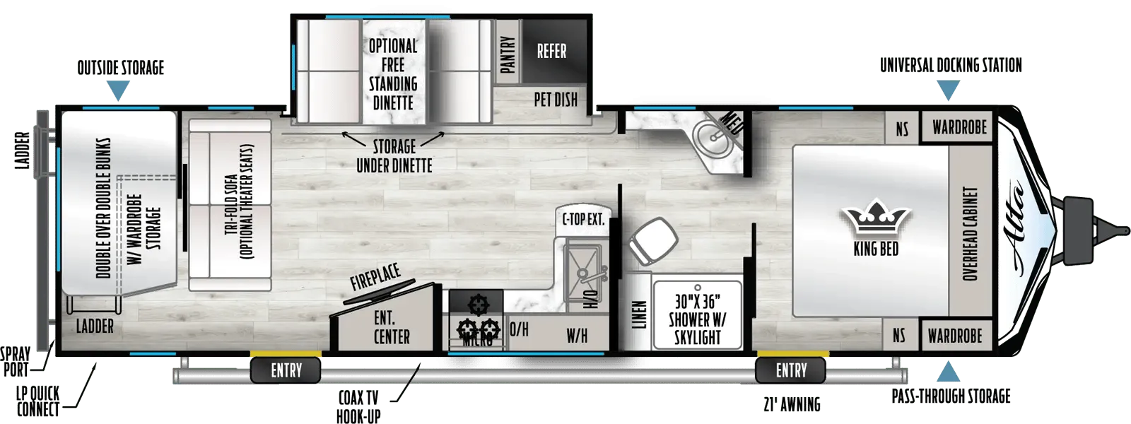 2024 East to West Alta 2900KBH - Floor plan