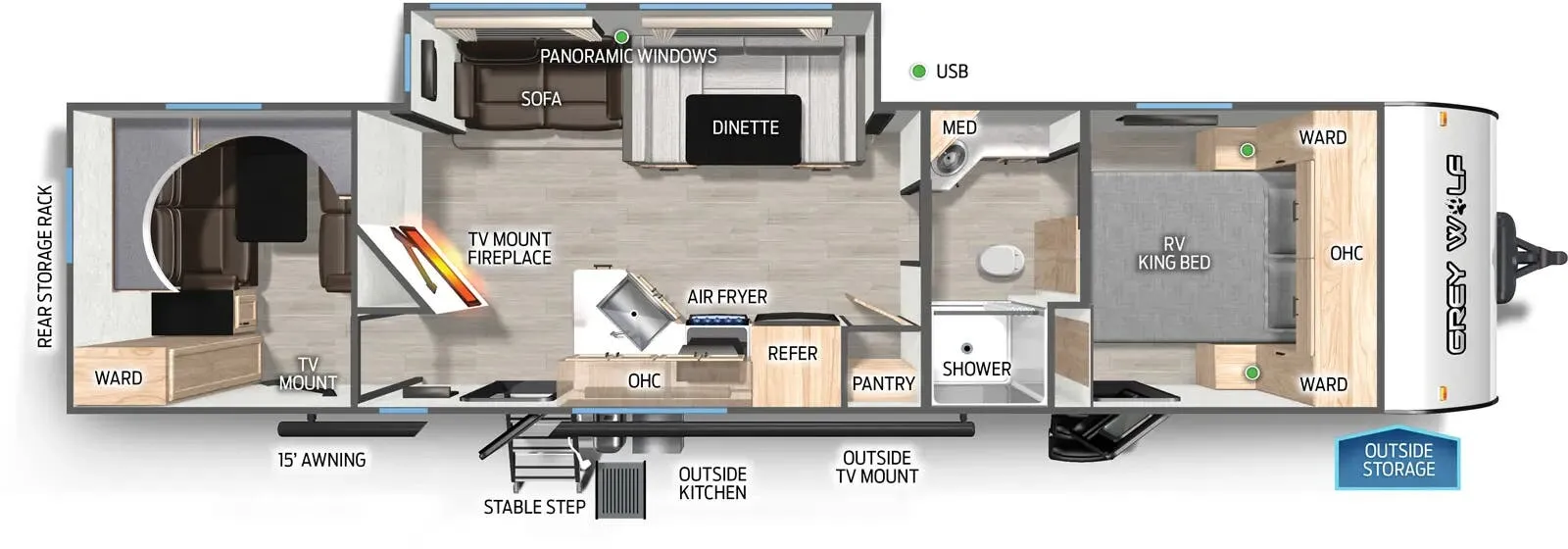 Forest River Cherokee Grey Wolf 29NM floor plan