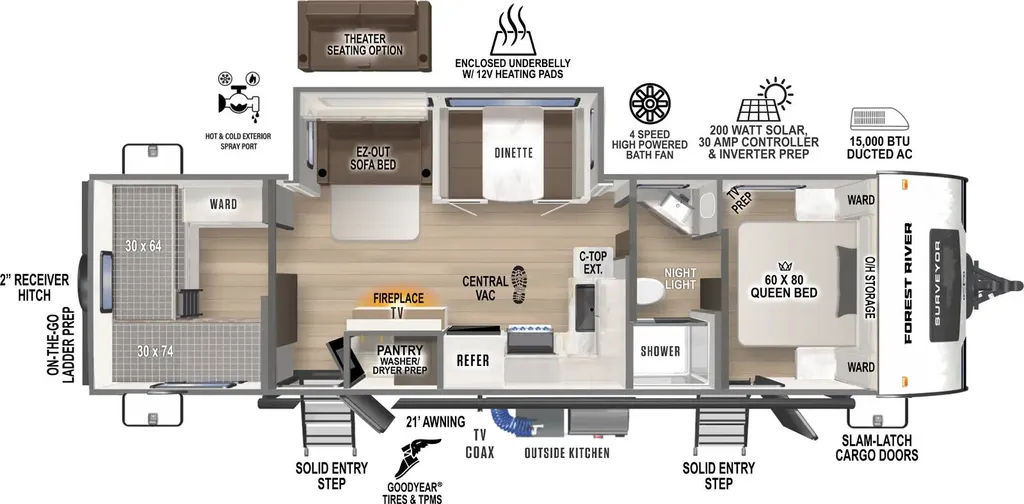 2026 Forest River Surveyor Legend 296QBLE floor plan