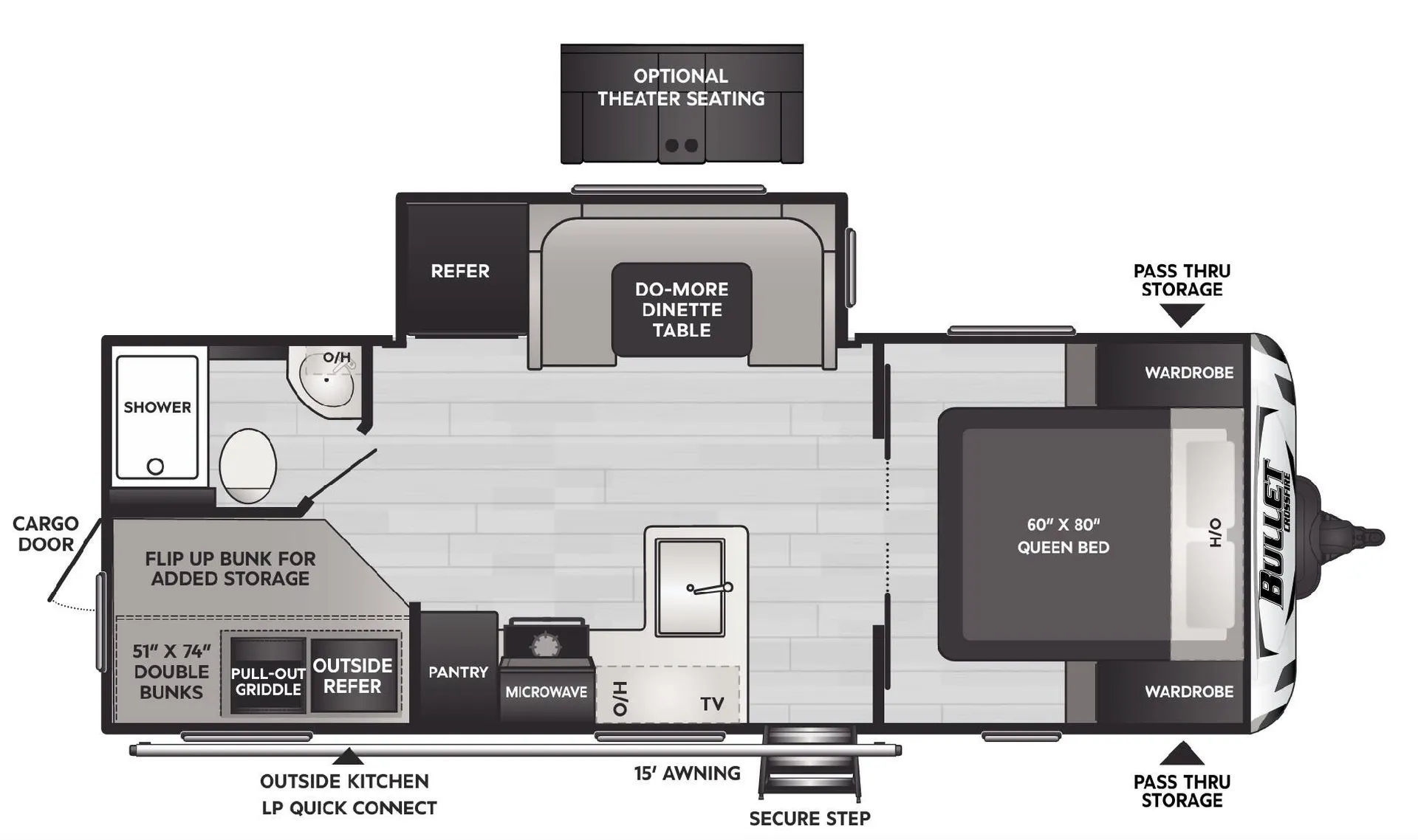 Keystone Bullet Crossfire 2290BHWE floor plan