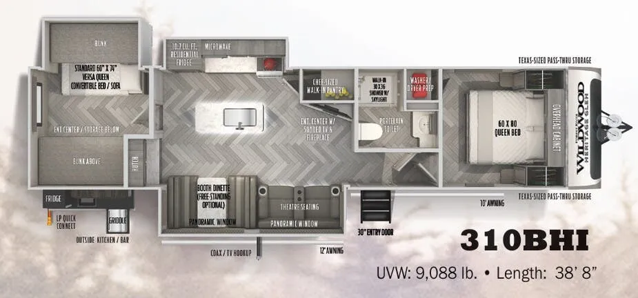 Forest River Wildwood Heritage Glen 310BHI floor plan