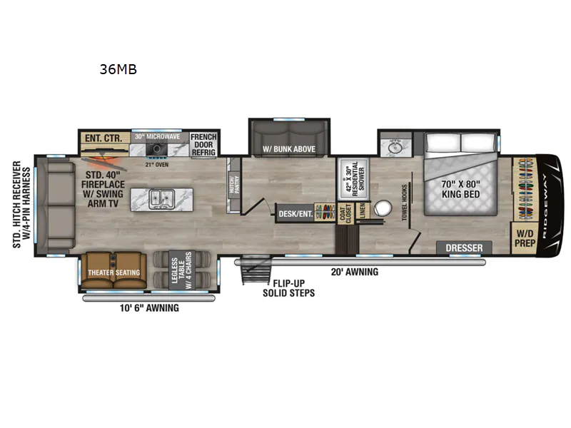 2026 K-Z Ridgeway 36MB - Floor plan