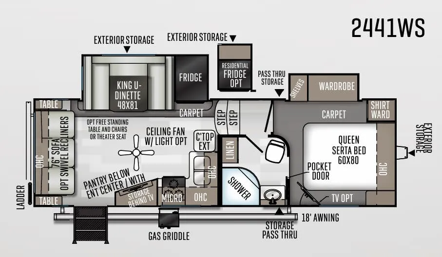 Forest River Rockwood Ultra Lite 2441WS floor plan
