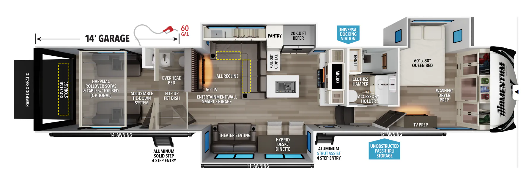 Grand Design Momentum M-Class 395MT floor plan