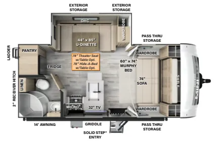 2024 Forest River Rockwood Mini Lite 2104S floor plan
