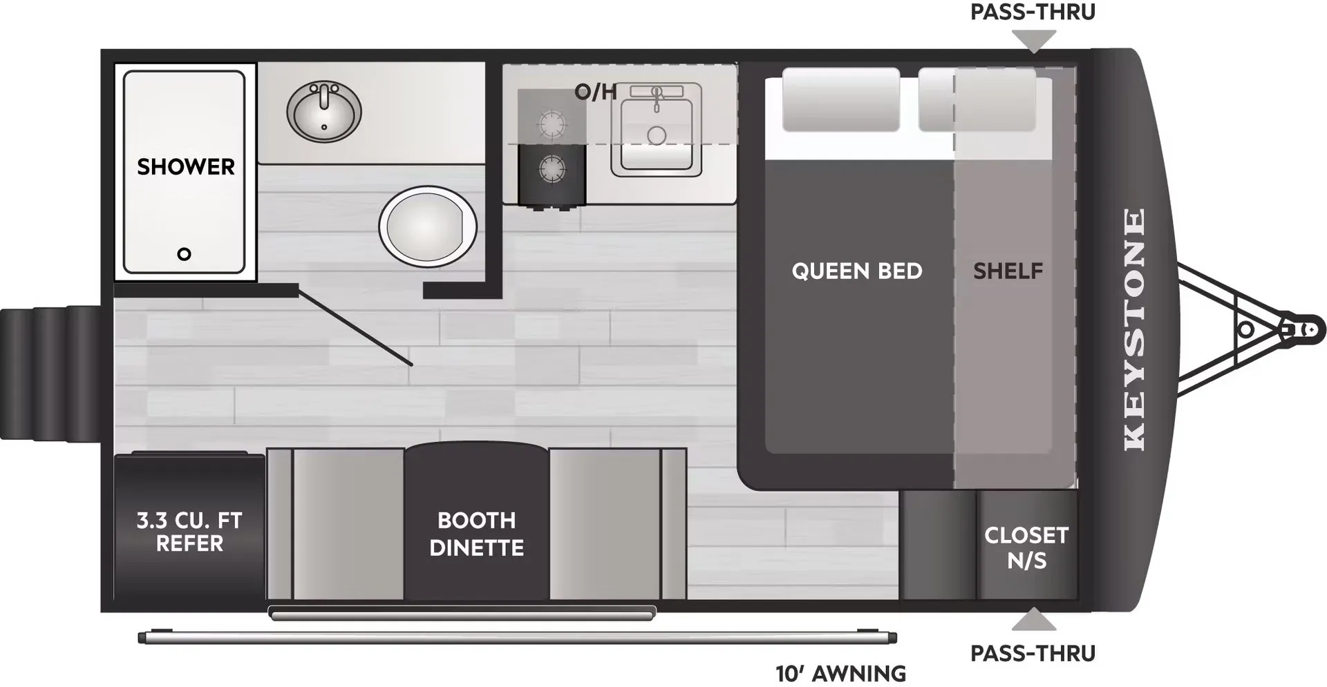 Keystone Hideout Mini 140RE floor plan