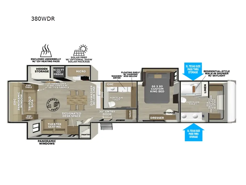 2027 Forest River Wildwood Heritage Glen 380WDR - Floor plan
