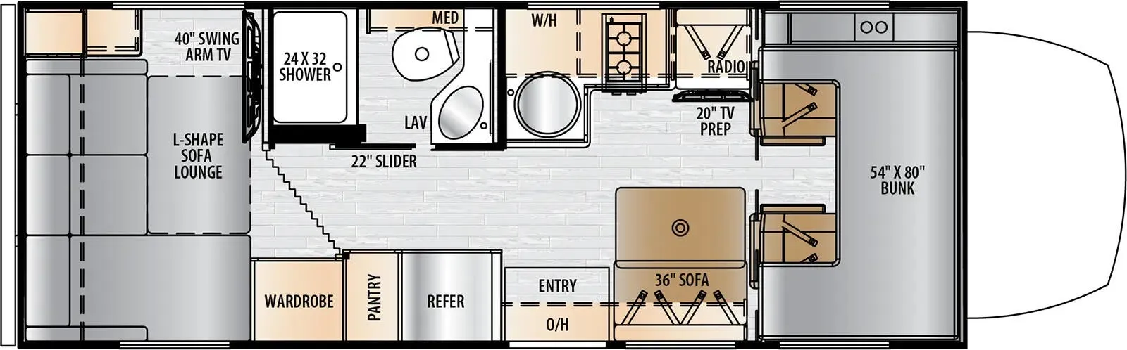 2024 East to West Entrada M-Class 24RL - Floor plan