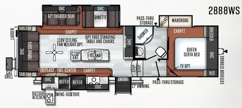 Forest River Rockwood Ultra Lite 2888WS floor plan