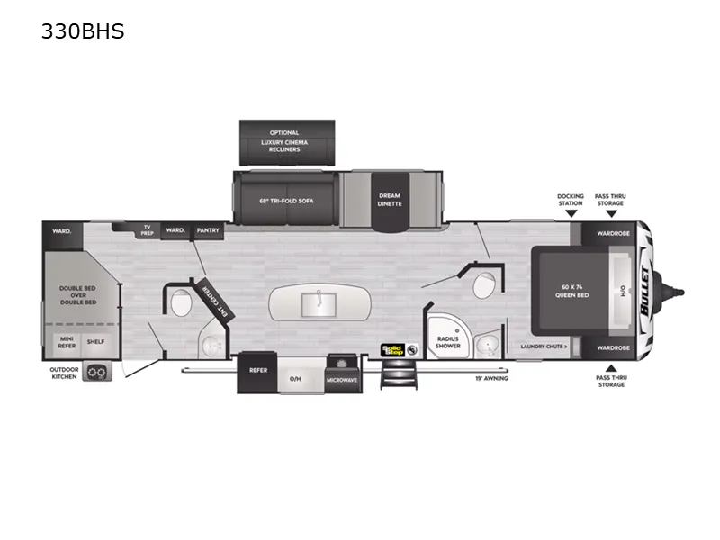2023 Keystone Bullet 330BHS - Floor plan