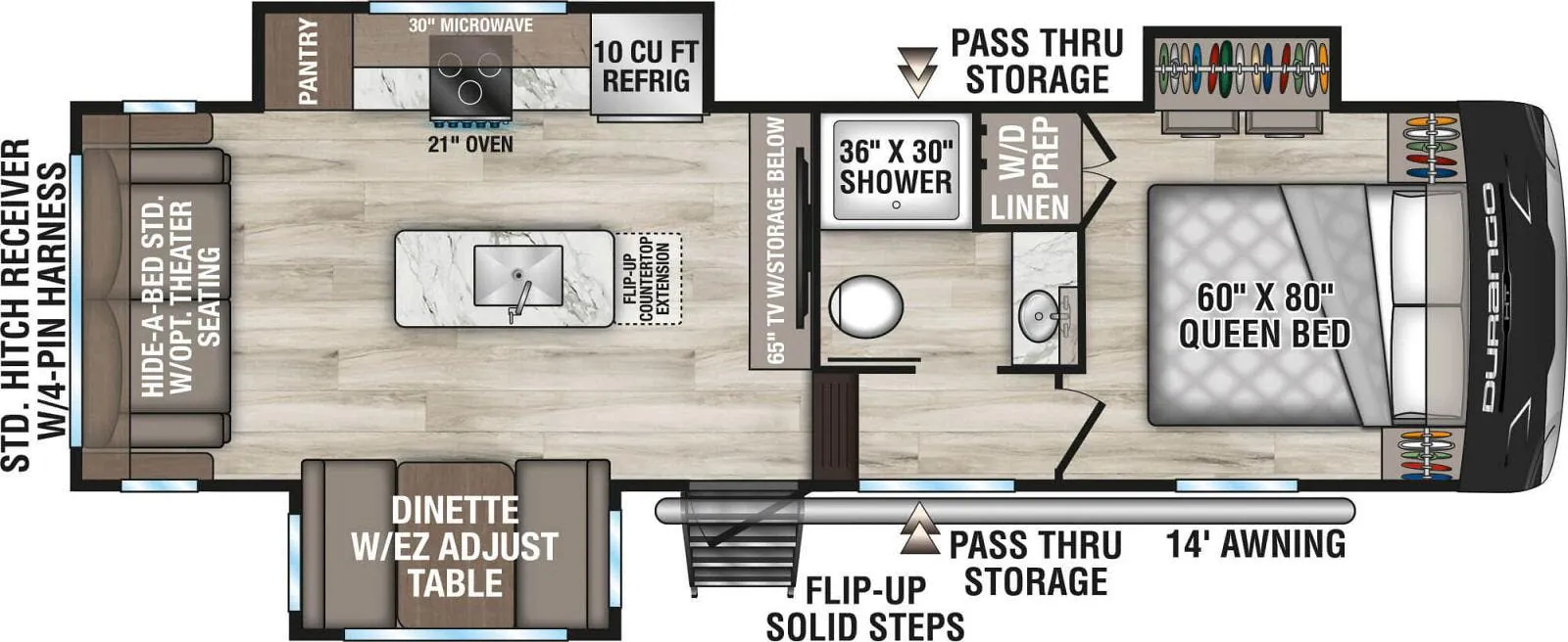 K-Z Durango Half-Ton D250RST floor plan