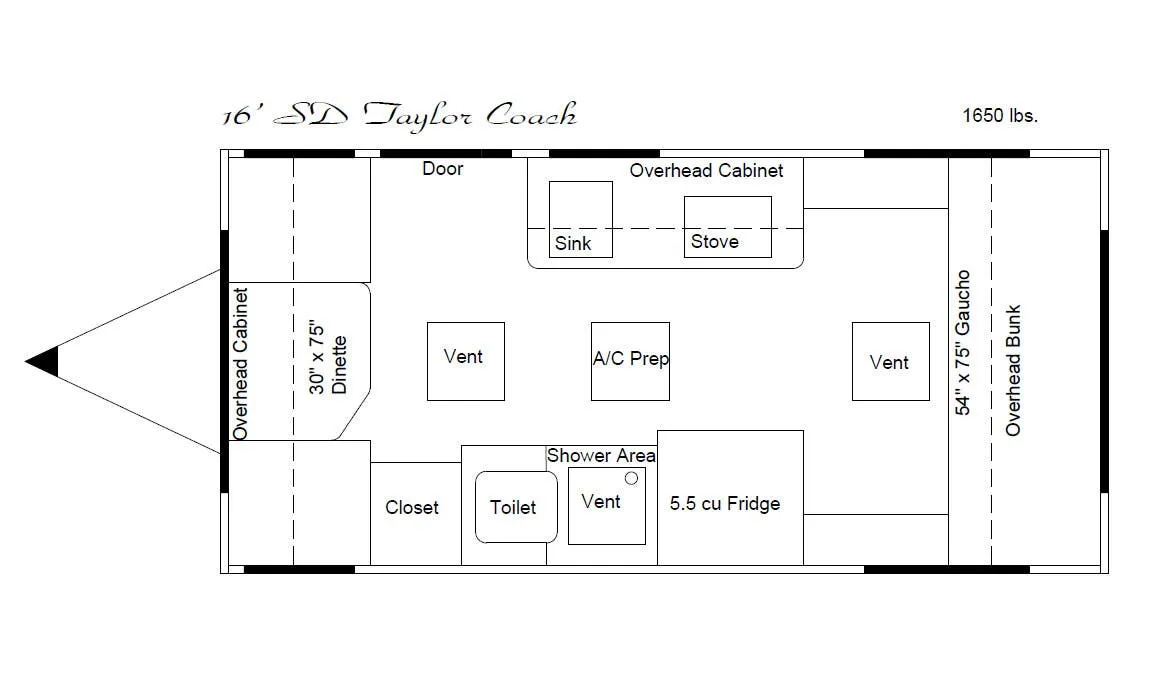 Taylor Coach Codester SIDE DOOR floor plan