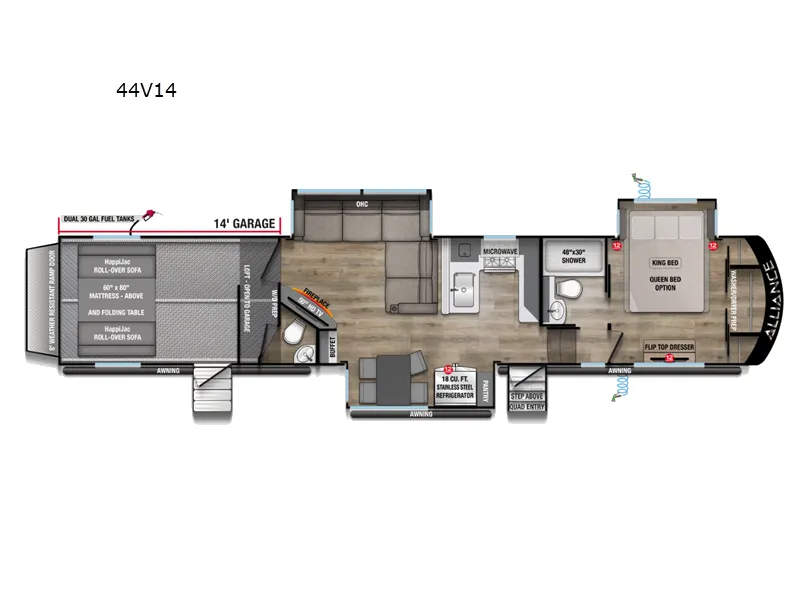 2026 Alliance RV Valor 44V14 floor plan