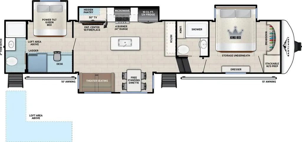 2026 East to West Tandara 389DS floor plan