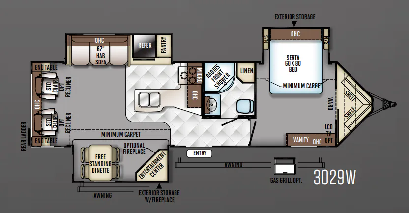 Forest River Rockwood Windjammer 3029W floor plan