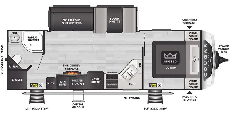 Keystone Cougar Half-Ton East 26RBS floor plan