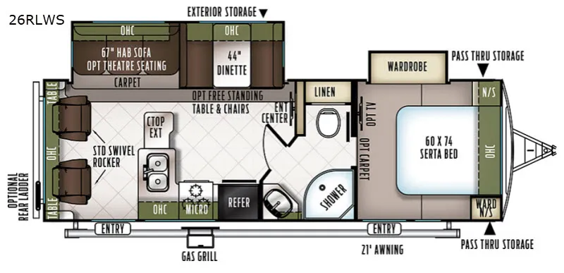 2018 Forest River Flagstaff Super Lite 526RLWS floor plan